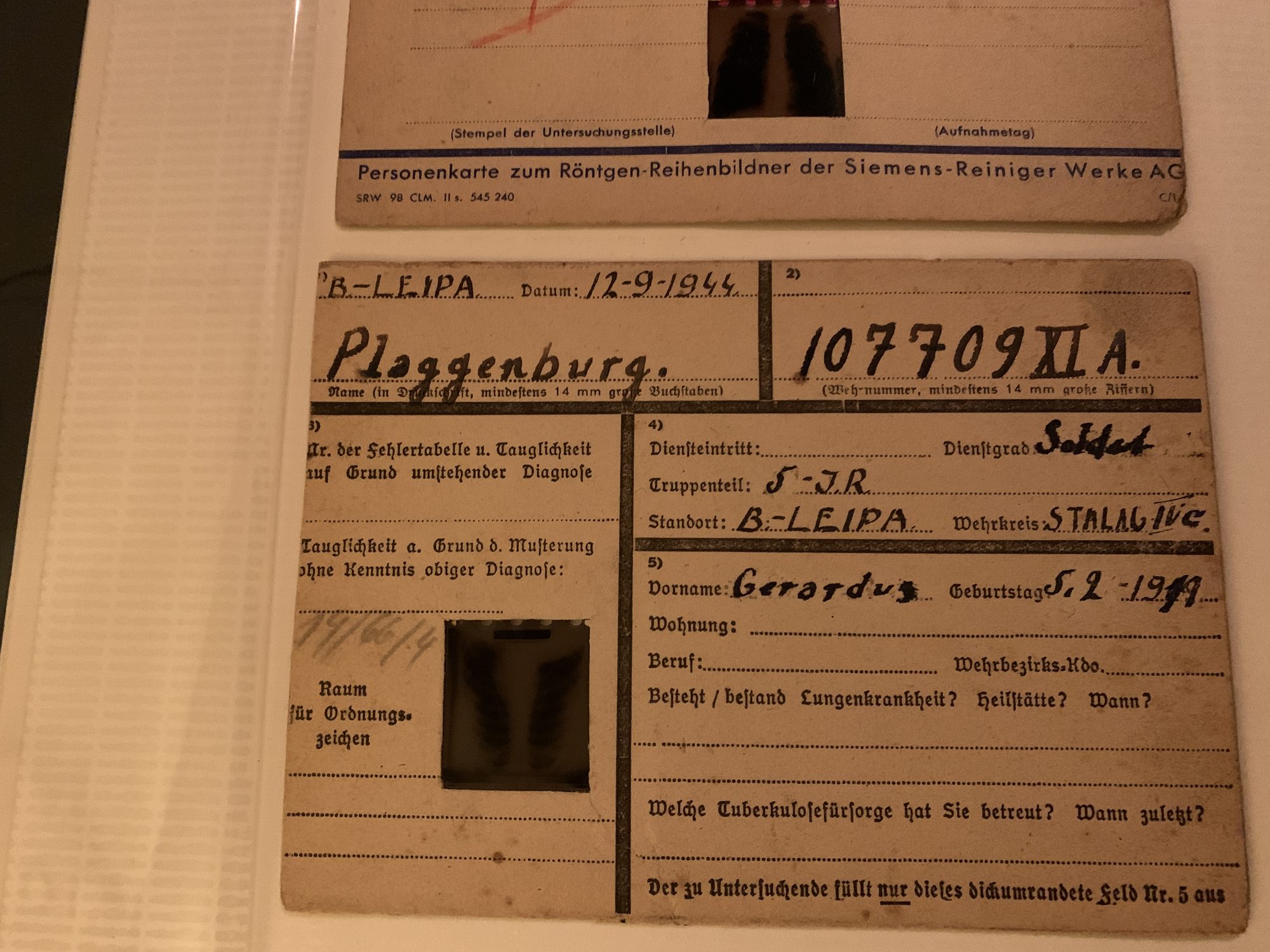 Röntgenkaart, Böhmisch-Leipa, 12 september 1944.